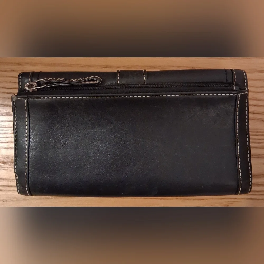 EUC Vintage Y2K Coach Soho Hampton Black Leather Trifold Clutch Wallet Bag